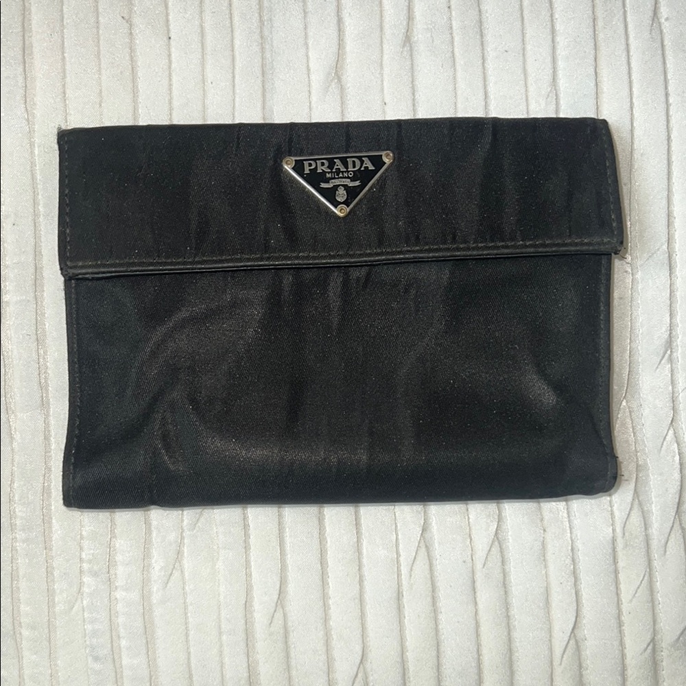 Prada Black Satin Wallet with COA